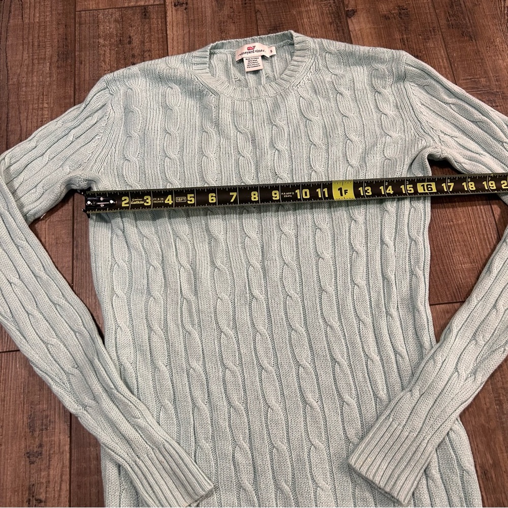 Vineyard Vines Womens Blue Crewneck Cashmere Wool Sweater Cable Knit - Picture 7 of 7